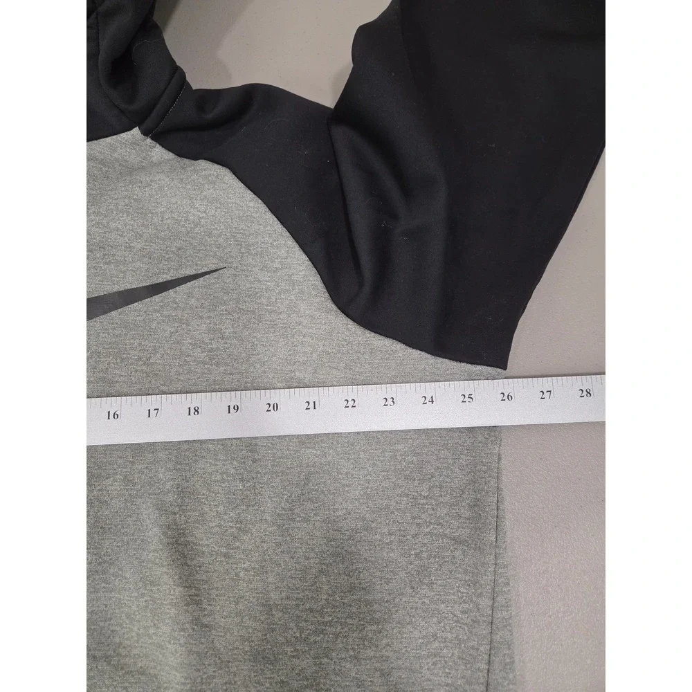 Nike Dri-FIT Therma Hoodie Mens XL Gray Black‎ Big Swoosh Pullover Sweatshirt